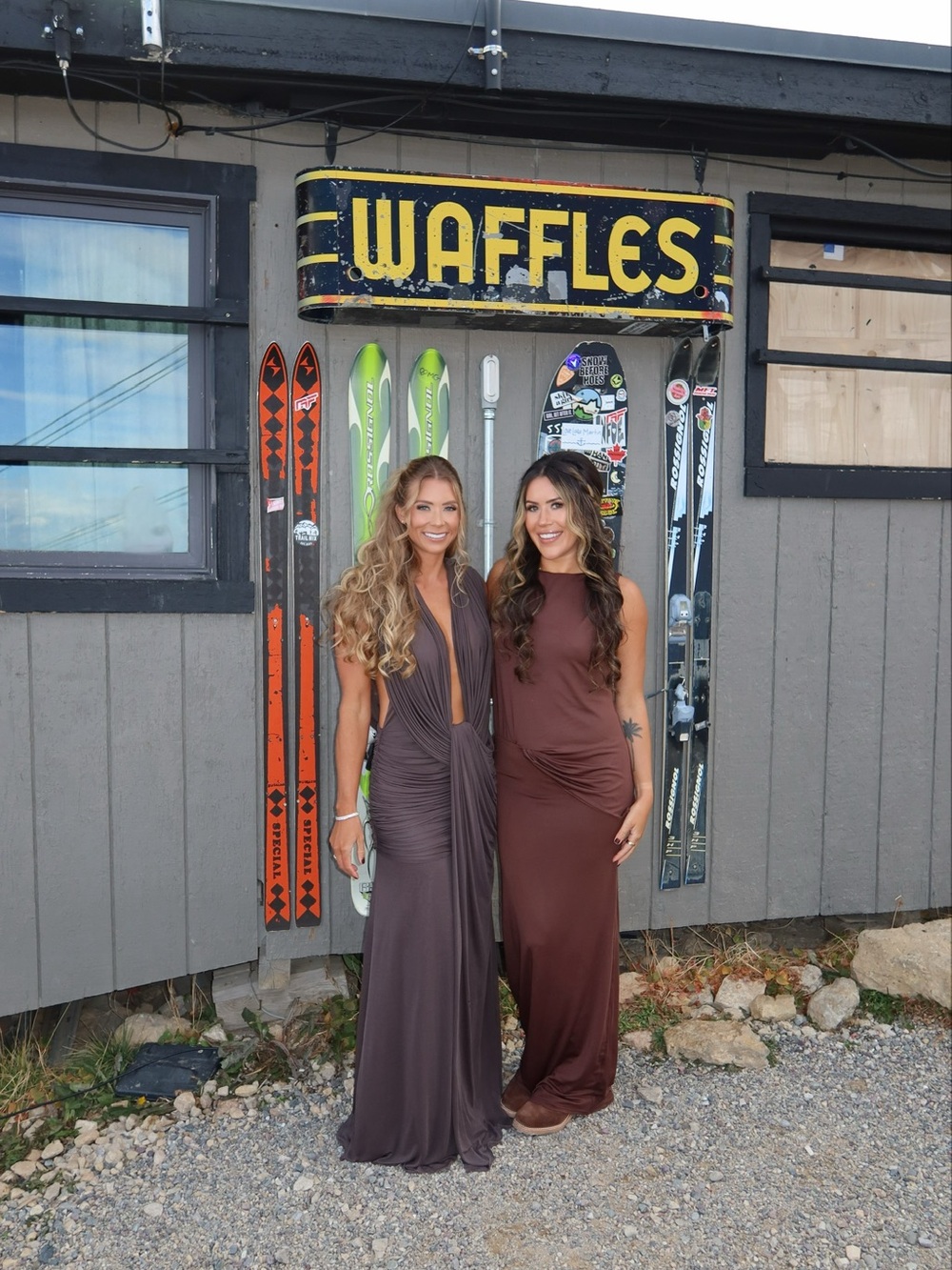 superdown Brown and Deep Brown Maxi Dresses — Sleeveless Evening Gowns